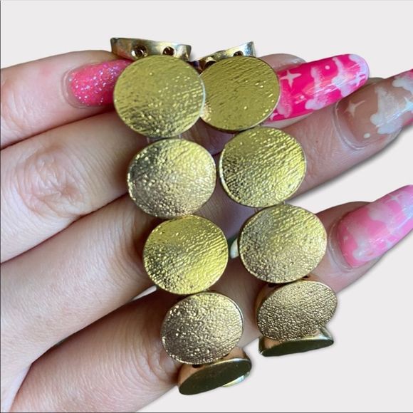 VINTAGE | Gold Tone Flat Bead Bracelets x2 - Picture 2 of 3